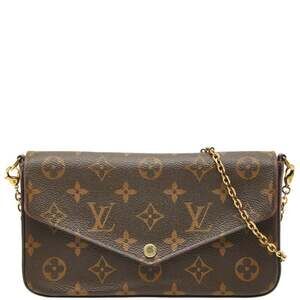 LOUIS VUITTON Authentic Brown Monogram Leather Pochette Shoulder Bag